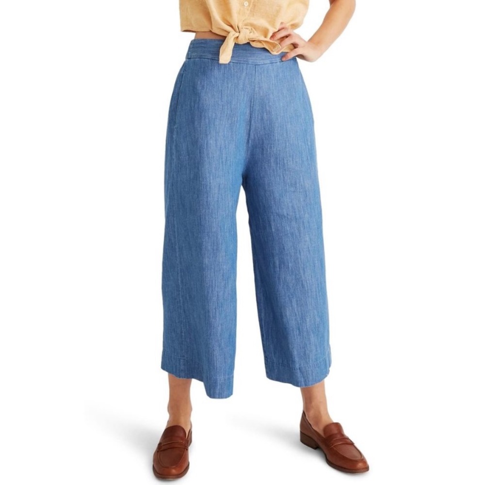 Madewell Chambray Huston Pull-On Crop Pants